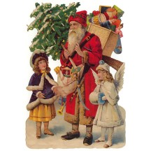Large Victorian Santa with Gifts Scrap ~ Germany